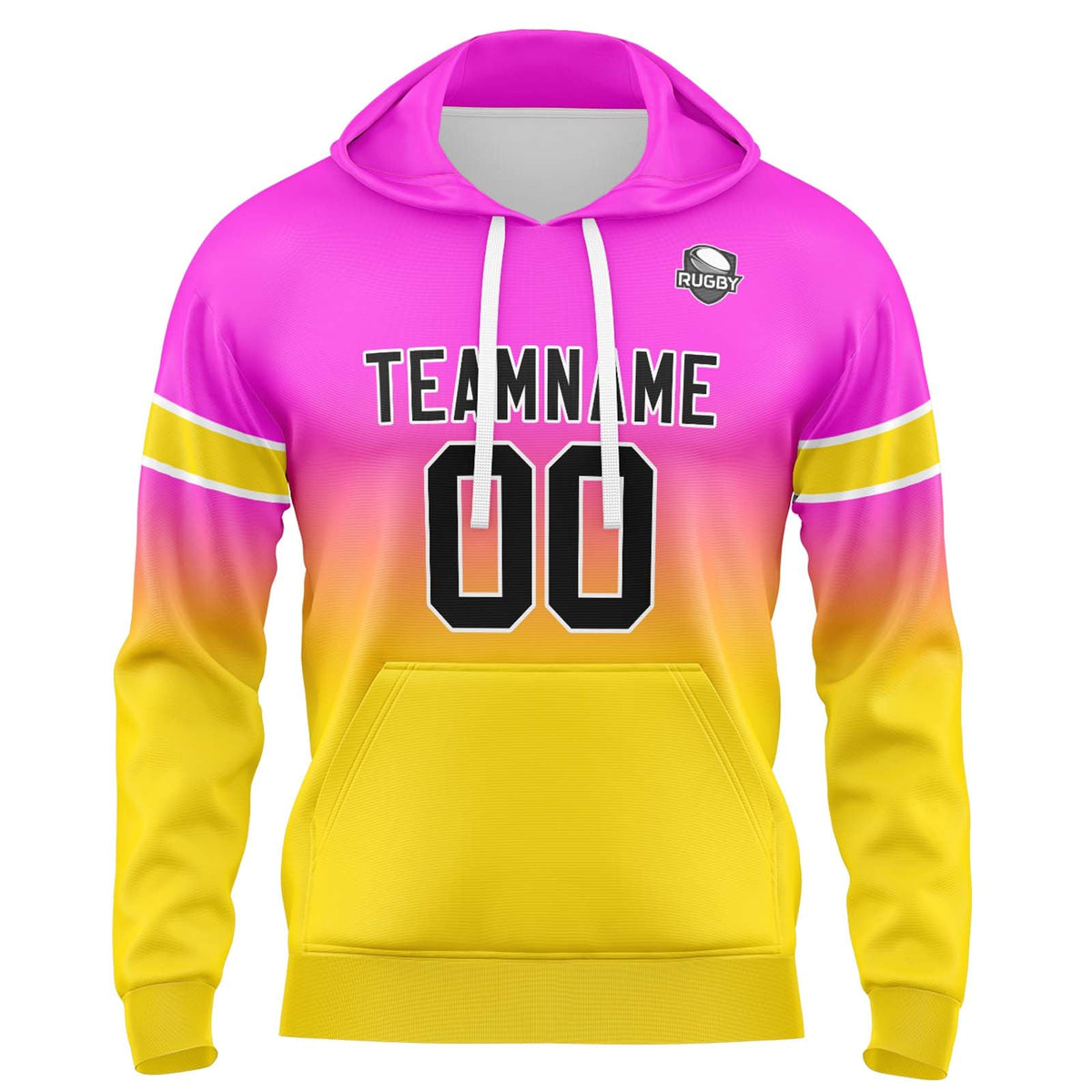 Custom Gradient Hoodie For Man Woman Girl Boy Print Your Logo Name Number Pink&Yellow enthsush