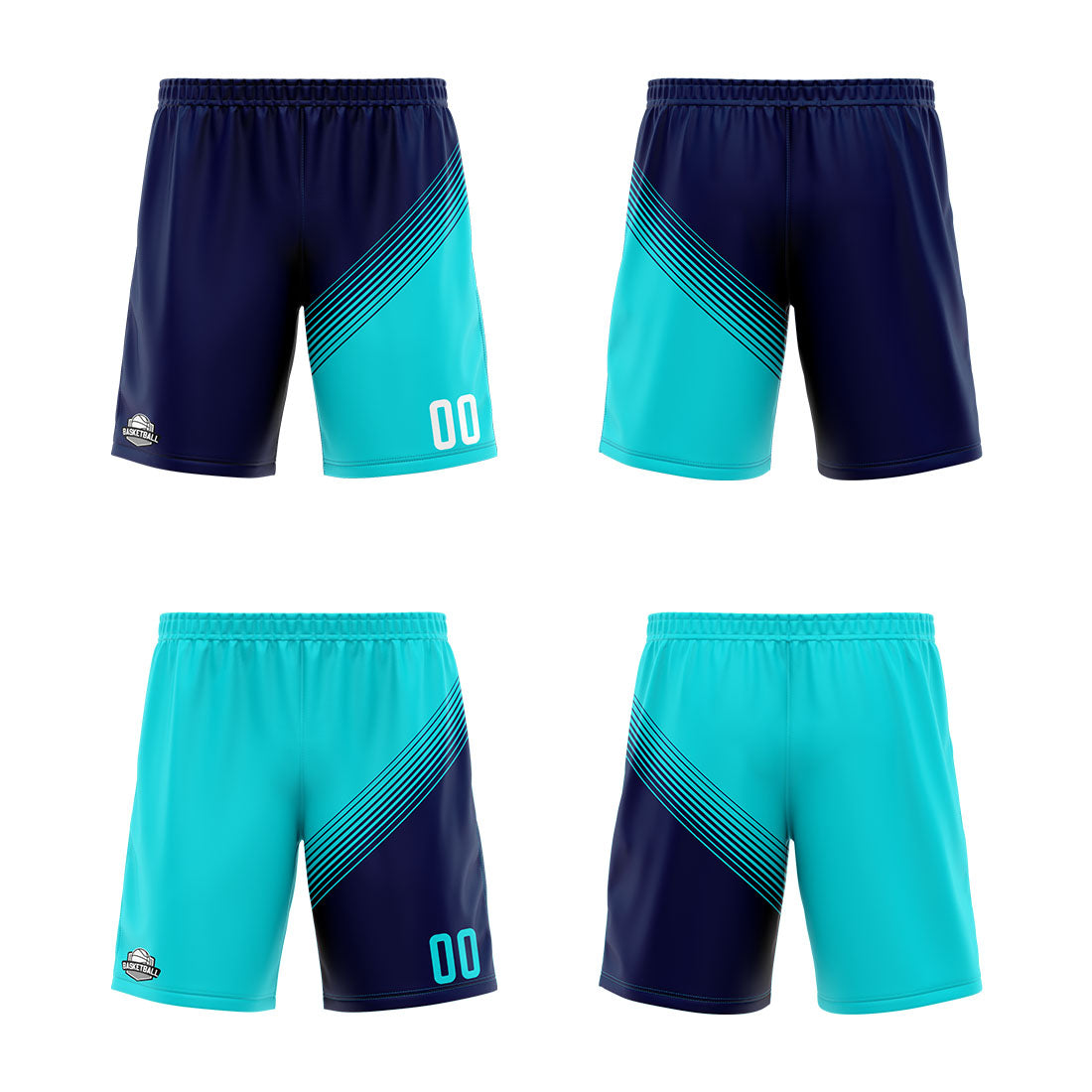 Custom Reversible Basketball Suit for Adults and Kids Personalized Jersey Teal-Navy enthsush