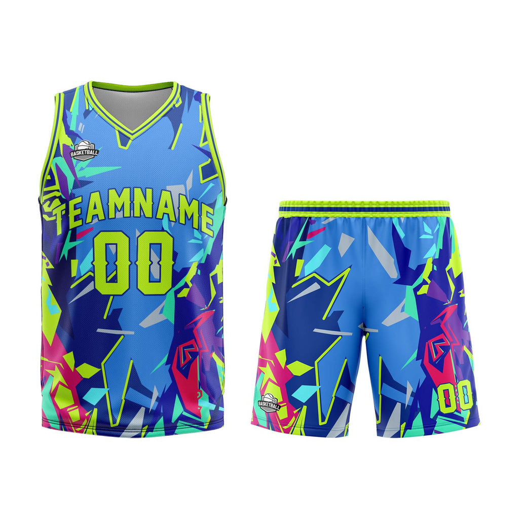Custom Broken Neon Green Basketball Jersey Uniform Suit Printed Your Logo Name Number enthsush