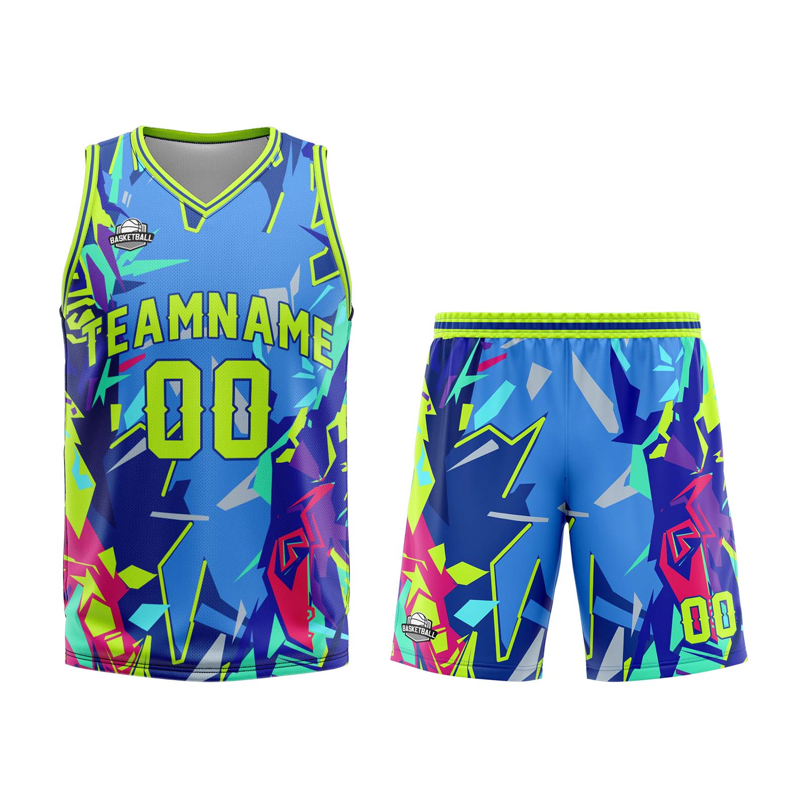 Custom Broken Neon Green Basketball Jersey Uniform Suit Printed Your Logo Name Number enthsush