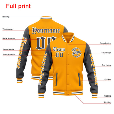 Custom Varsity Jacket Letterman jacket for Men, Women and Youth Yellow Grey enthsush