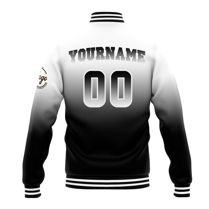 Custom Gradient Varsity Jacket Letterman jacket for Men, Women and Youth White&Black