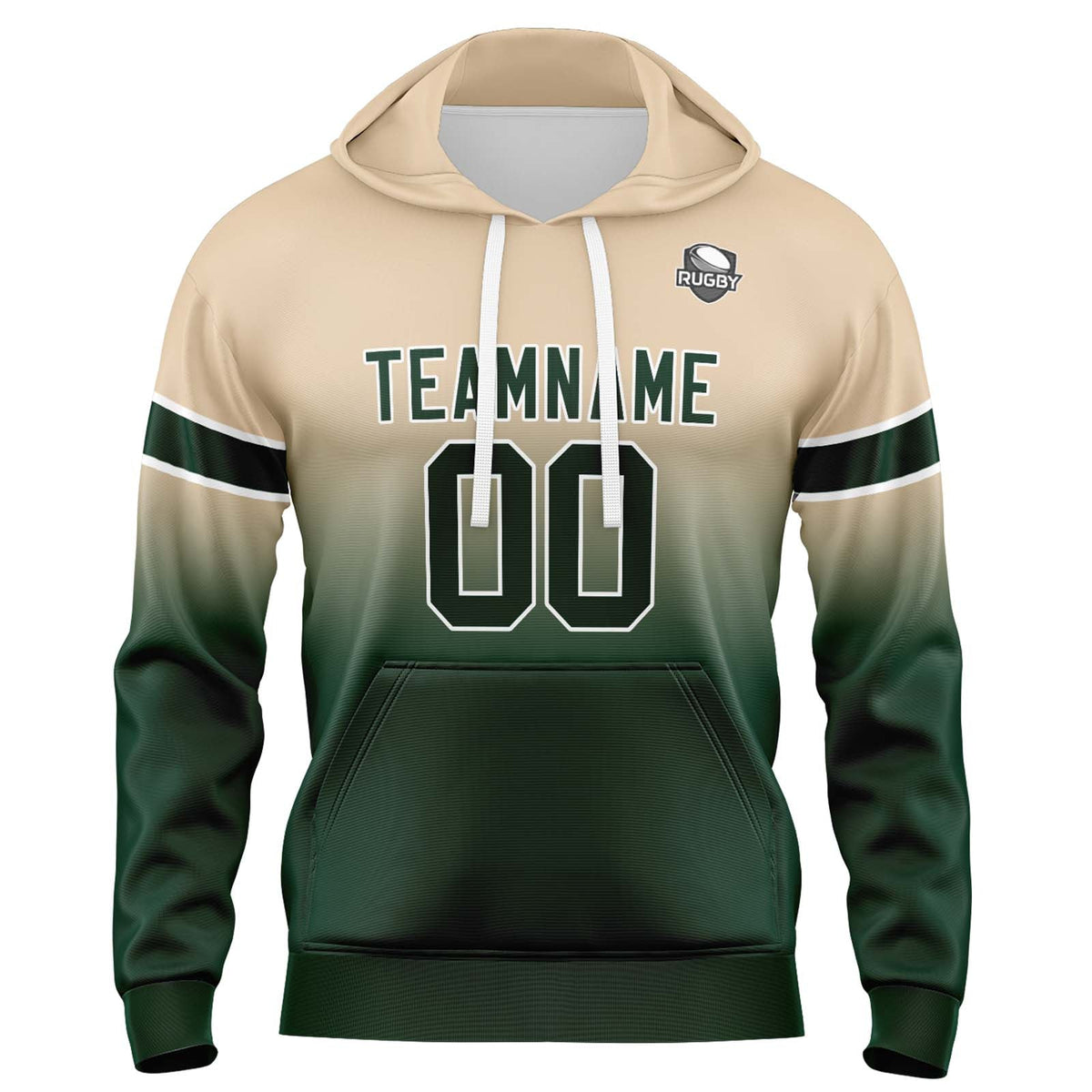 Custom Gradient Sweatshirt Hoodie For Man Woman Girl Boy Print Your Logo Name Number Khaki&Dark Green enthsush