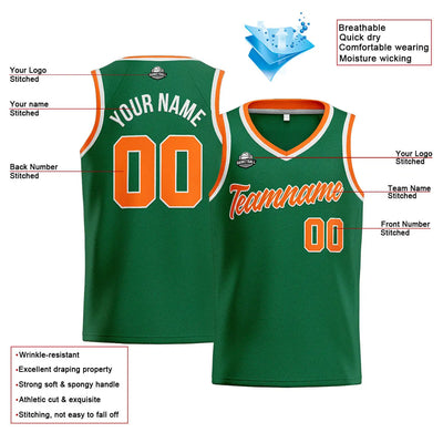 Custom Stitched Basketball Jersey for Men, Women  And Kids Green-Orange-White enthsush