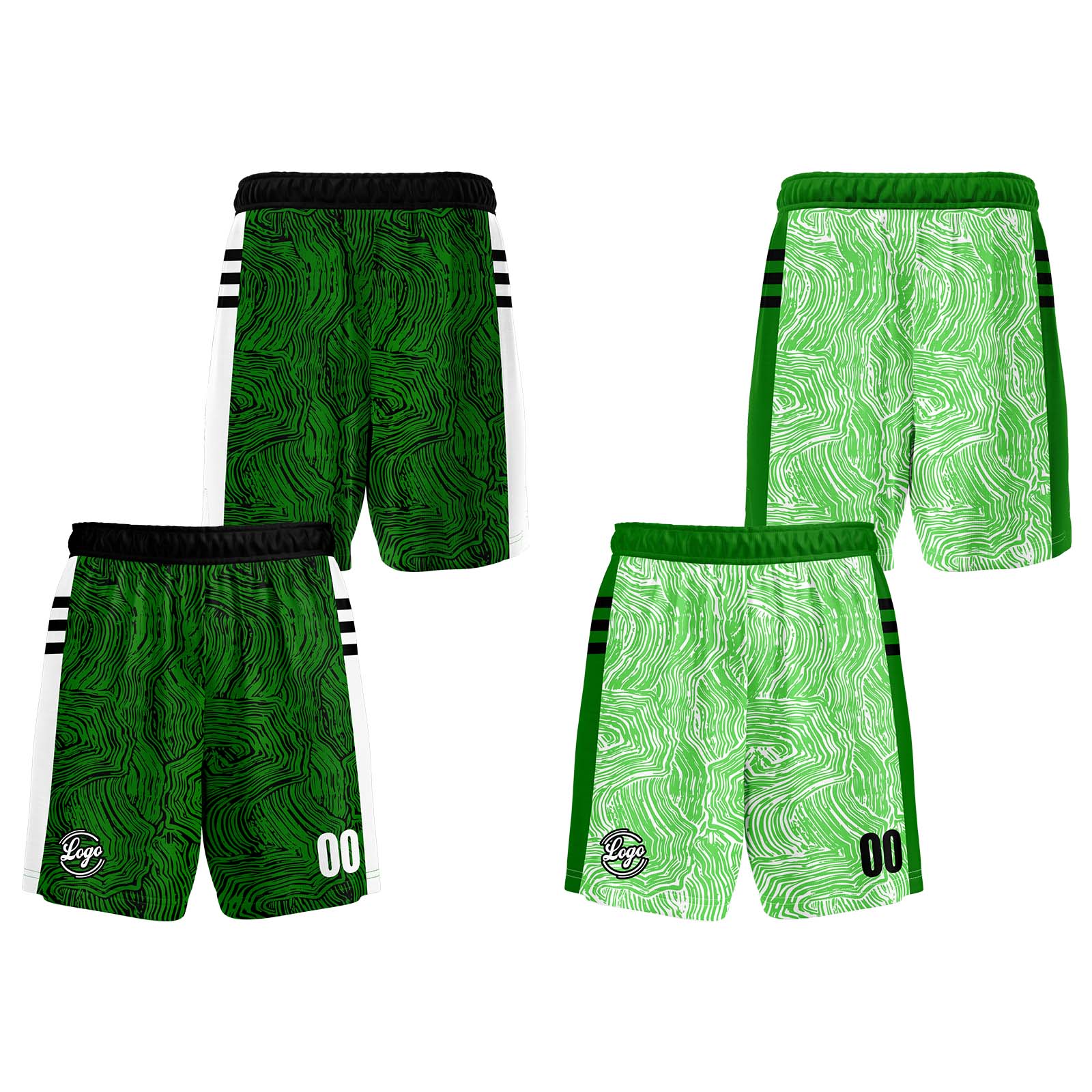 Custom Black Green Reversible Basketball Suit for Adults and Kids Personalized Jersey enthsush