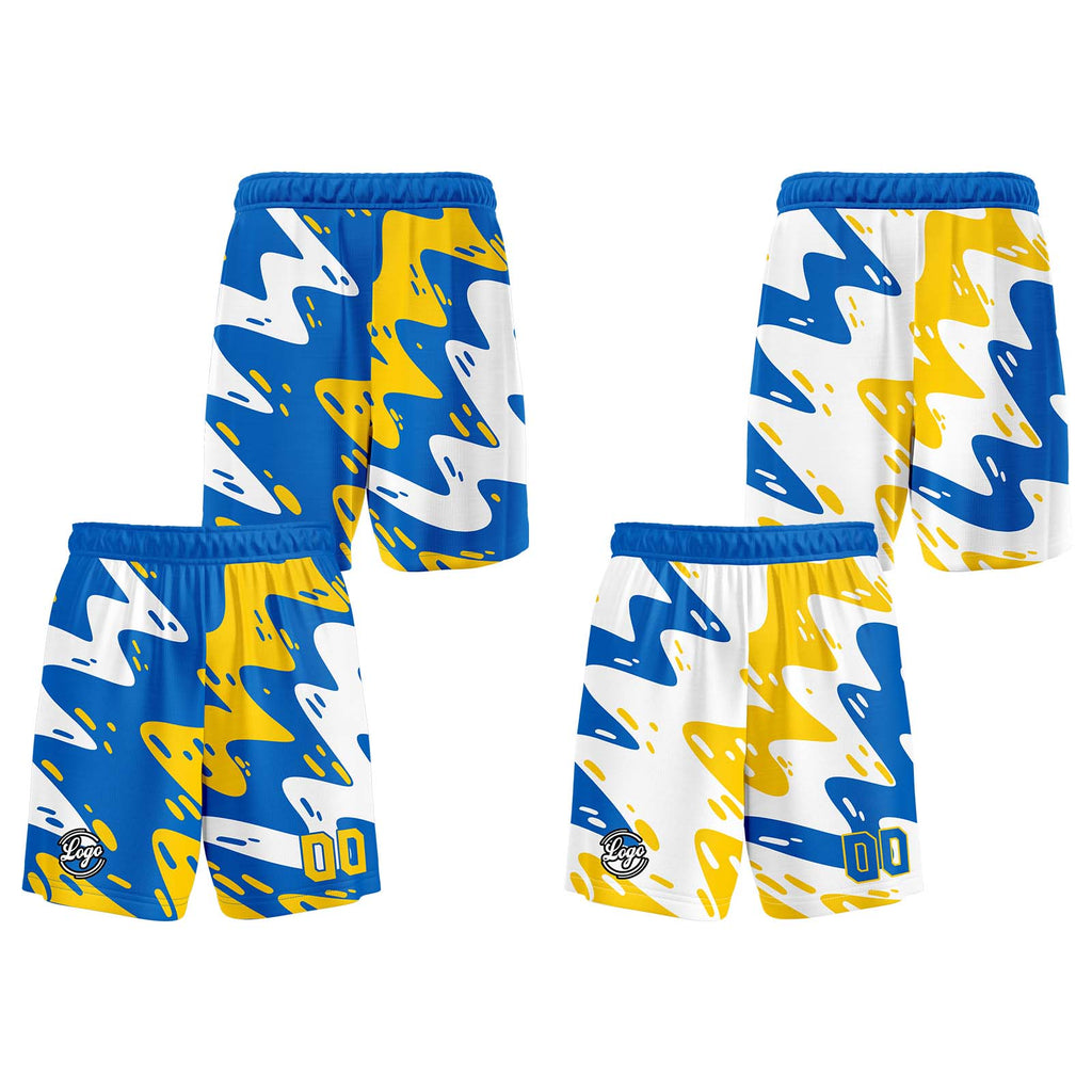 Custom Blue Yellow Reversible Basketball Suit for Adults and Kids Personalized Jersey enthsush