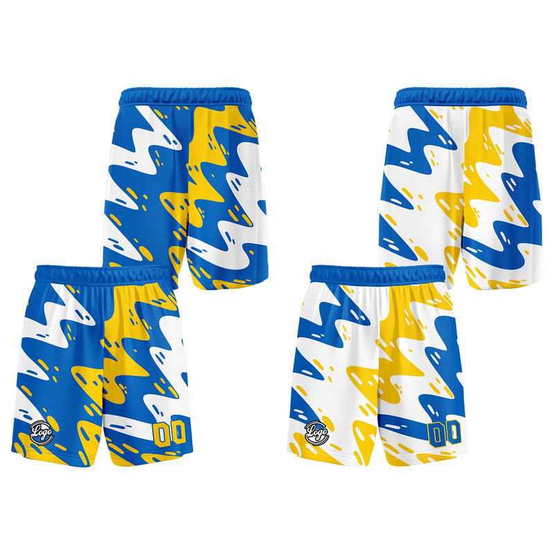 Custom Blue Yellow Reversible Basketball Suit for Adults and Kids Personalized Jersey