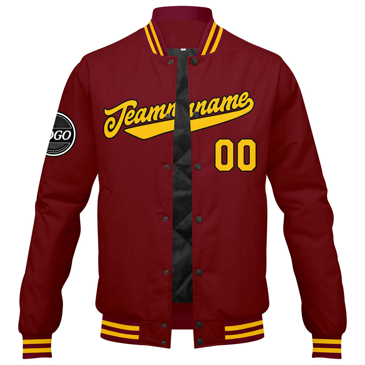 Custom Varsity Jacket Letterman jacket for Men, Women and Youth Crimson Yellow enthsush