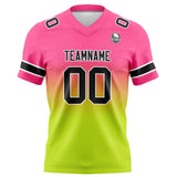 Custom Pink&Chartreuse Gradient Football Jersey Personalized Football Shirts for Men Women  Printed Team Name Number Logo