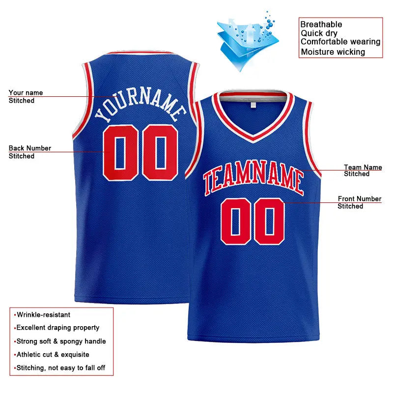 Custom Stitched Basketball Jersey for Men, Women And Kids Royal-Red-White enthsush