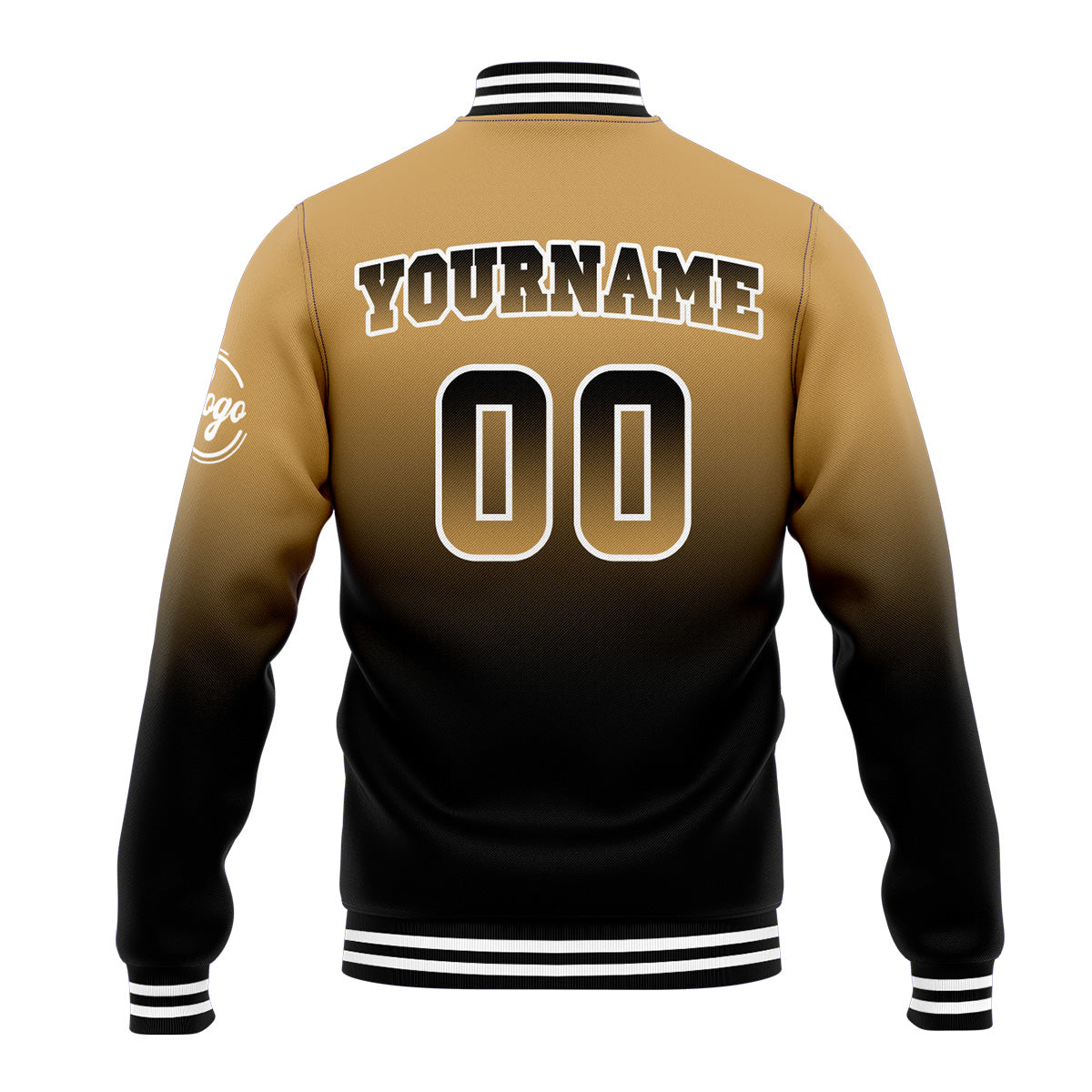 Custom Gradient Varsity Jacket Letterman jacket for Men, Women and Youth Gold&Black enthsush