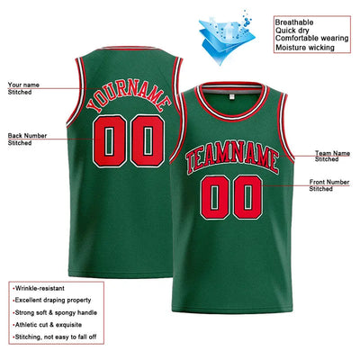 Custom Stitched Basketball Jersey for Men, Women And Kids Green-Red enthsush