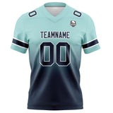 Custom Light Teal Navy Gradient Football Jersey Personalized Football Shirts for Men Women  Printed Team Name Number Logo