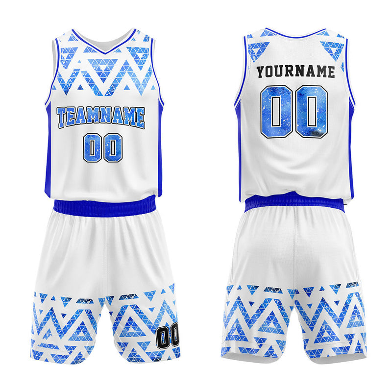 Custom Basketball Jersey Uniform Suit Printed Your Logo Name Number White-Blue-Starry Sky