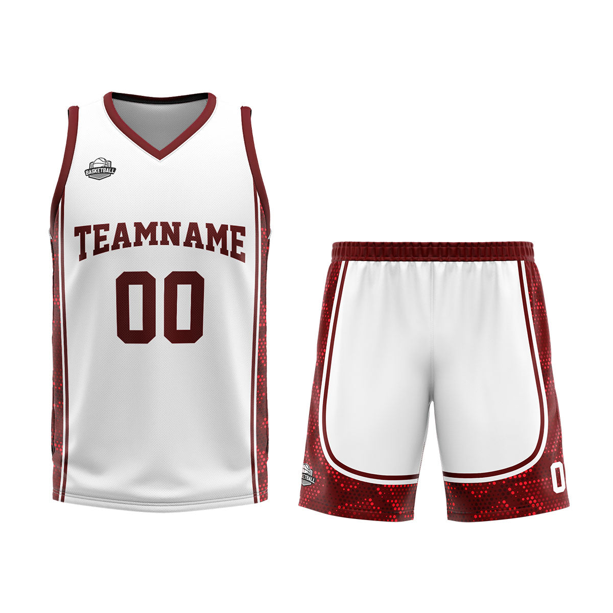 Custom White Dark Red Basketball Jersey Uniform Suit Printed Your Logo Name Number enthsush