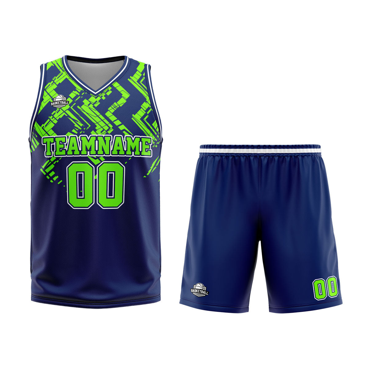 Custom Navy Neon Green Basketball Jersey Uniform Suit Printed Your Logo Name Number enthsush
