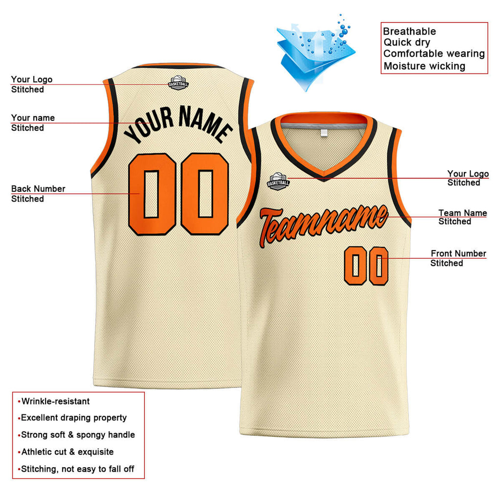 Custom Stitched Basketball Jersey for Men, Women And Kids Cream