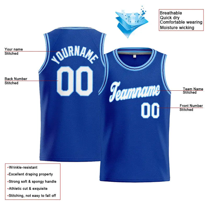 Custom Stitched Basketball Jersey for Men, Women And Kids Royal-Light Blue-White enthsush