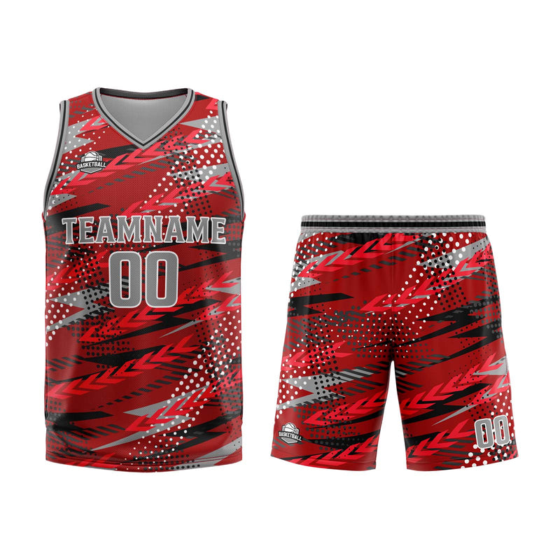 Custom Red Grey Basketball Jersey Uniform Suit Printed Your Logo Name Number