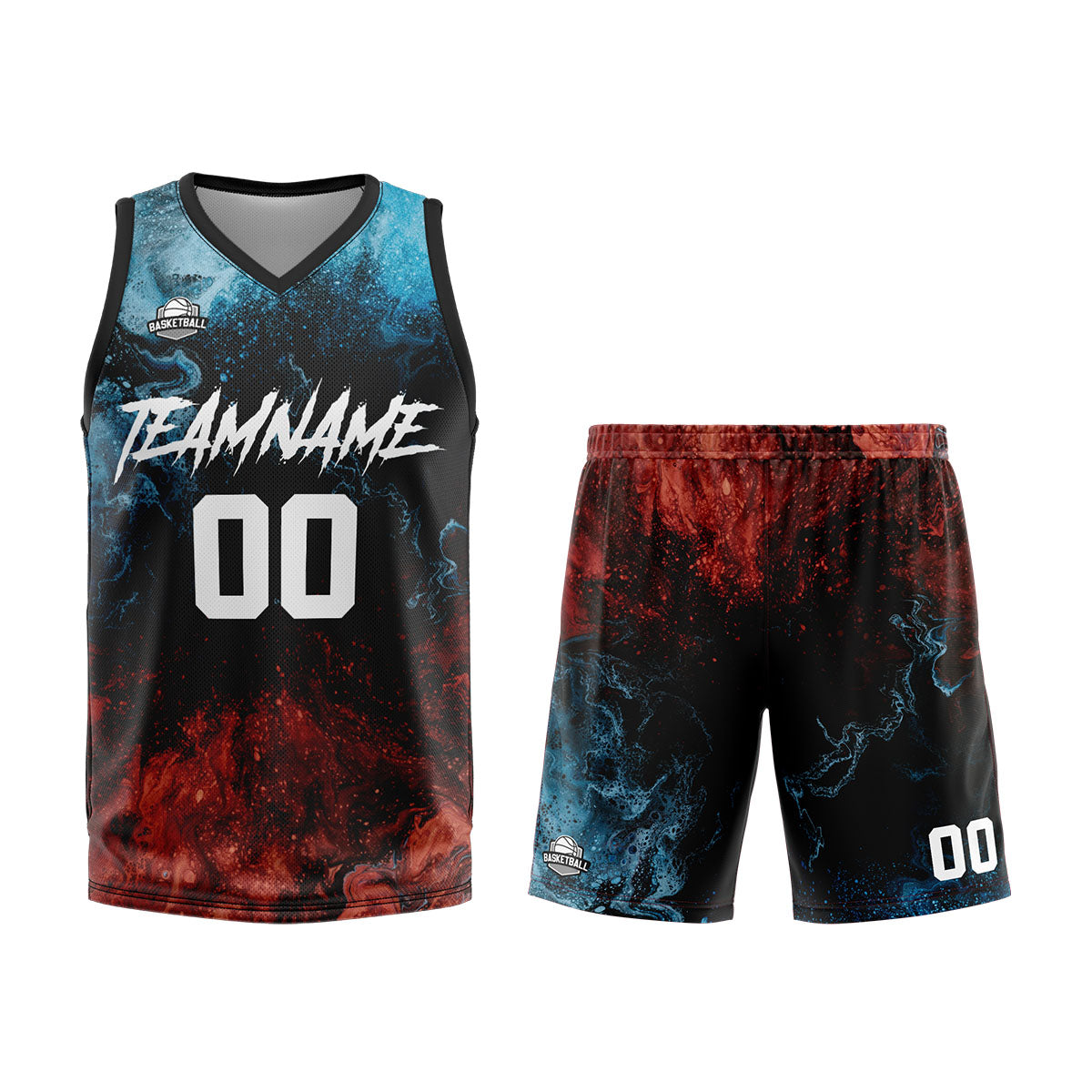 Custom Water and Fire Basketball Jersey Uniform Suit Printed Your Logo Name Number enthsush