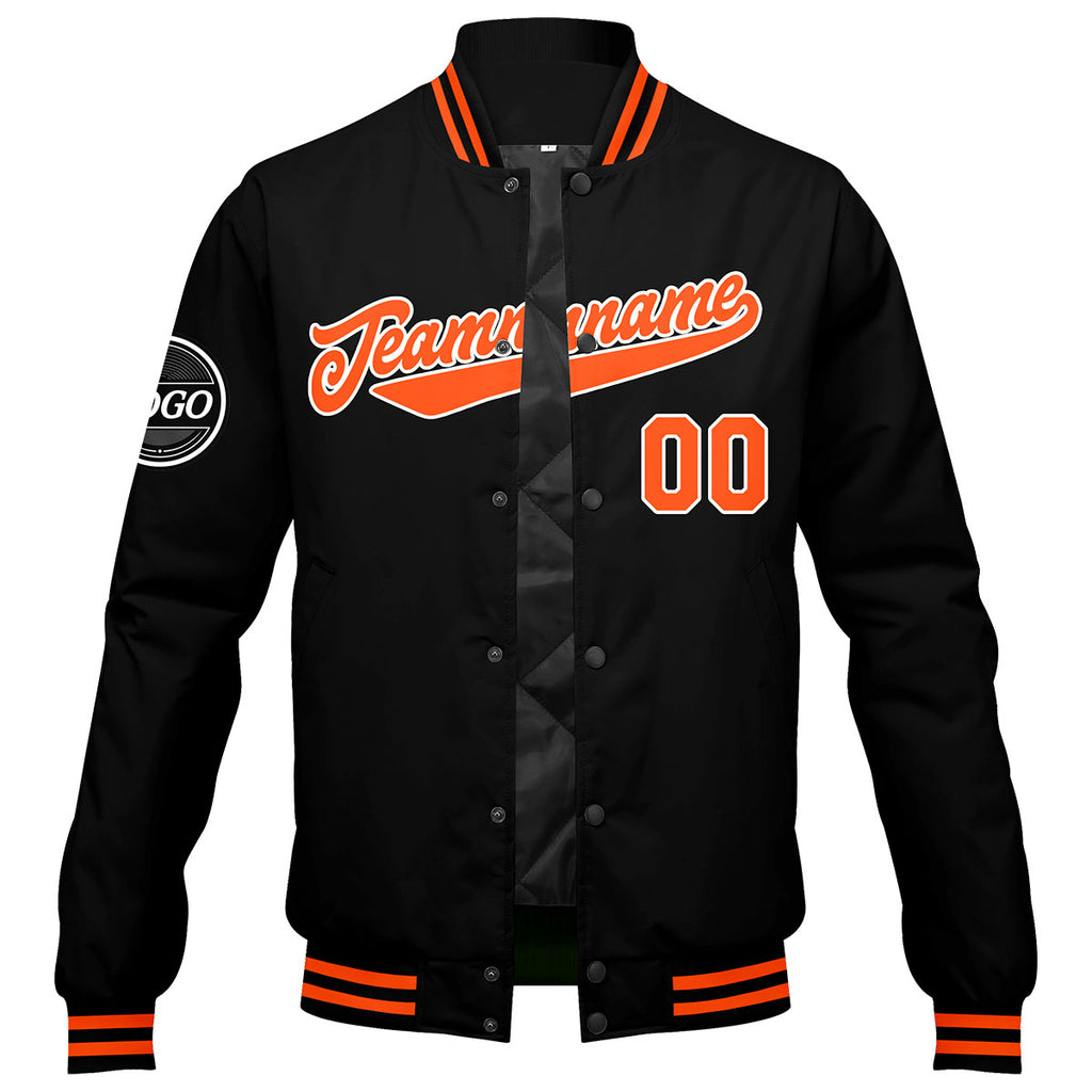 Custom Varsity Jacket Letterman jacket for Men, Women and Youth Black Orange enthsush