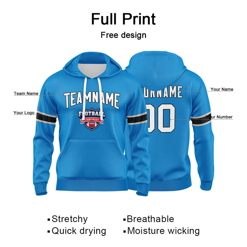 Custom Sweatshirt Hoodie For Man Woman Girl Boy Print Your Logo Name Number Light Blue