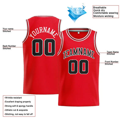 Custom Stitched Basketball Jersey for Men, Women And Kids Red-Black-White enthsush