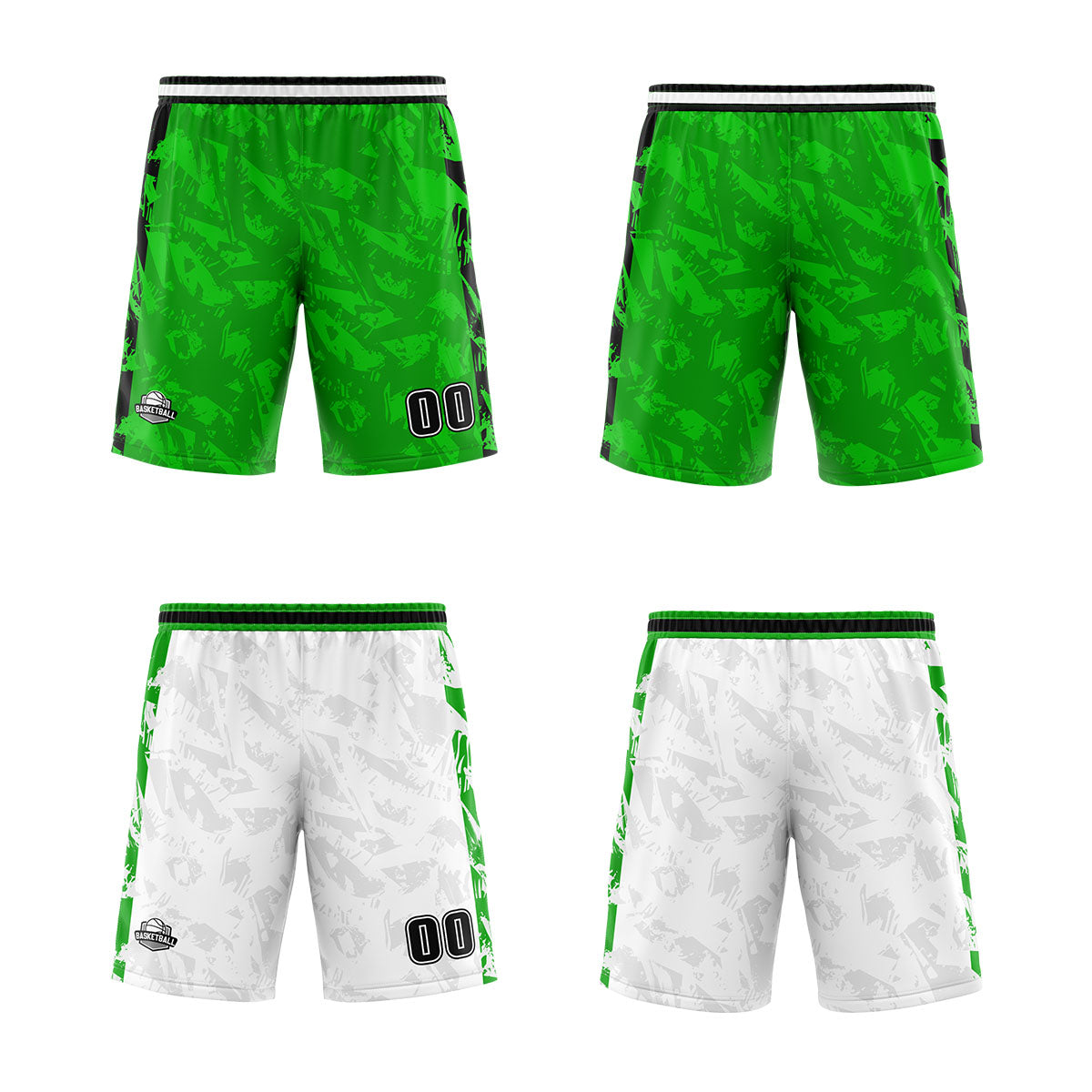 Custom Green Black Reversible Basketball Suit for Adults and Kids Personalized Jersey enthsush