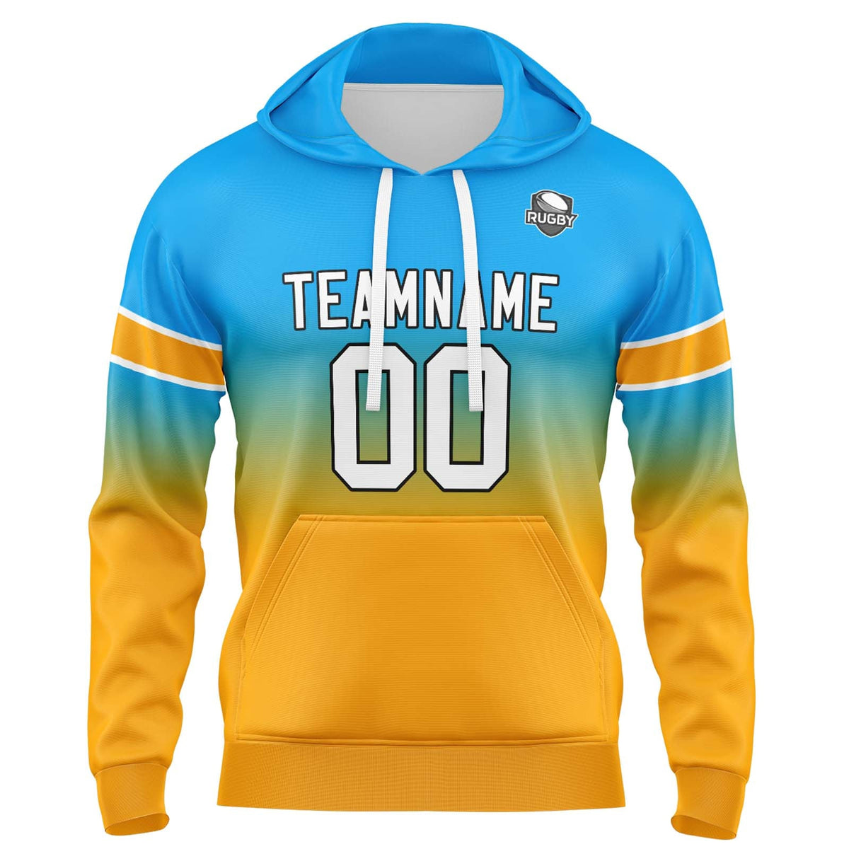 Custom Gradient Sweatshirt Hoodie For Man Woman Girl Boy Print Your Logo Name Number Light Blue&Orange enthsush