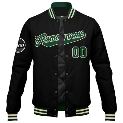 Custom Varsity Jacket Letterman jacket for Men, Women and Youth Dark Green Black Cream enthsush