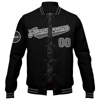 Custom Varsity Jacket Letterman jacket for Men, Women and Youth Black Grey enthsush