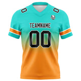 Custom Teal&Orange Gradient Football Jersey Personalized Football Shirts for Men Women  Printed Team Name Number Logo