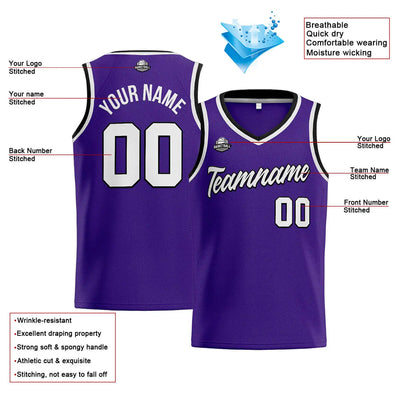 Custom Stitched Basketball Jersey for Men, Women  And Kids Purple-White-Black enthsush