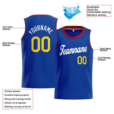 Custom Stitched Basketball Jersey for Men, Women And Kids Blue-White-Yellow-Red enthsush