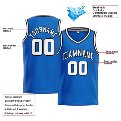 Custom Stitched Basketball Jersey for Men, Women And Kids Blue-White-Black enthsush