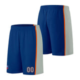 Custom basketball jersey shorts for men and women. Embroidered and printed name, number and logo Royal&Grey