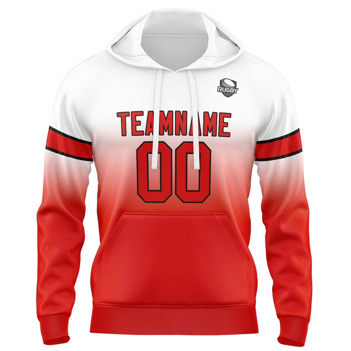 Custom Gradient Hoodie For Man Woman Girl Boy Print Your Logo Name Number White&Red enthsush