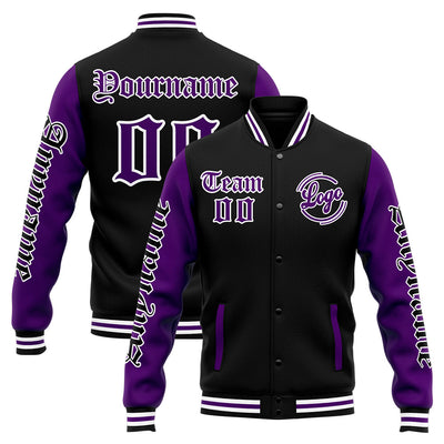 Custom Varsity Jacket Letterman jacket for Men, Women and Youth Purple Black enthsush