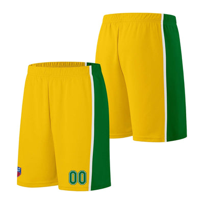 Custom basketball jersey shorts for men and women. Embroidered and printed name, number and logo Yellow&Green enthsush