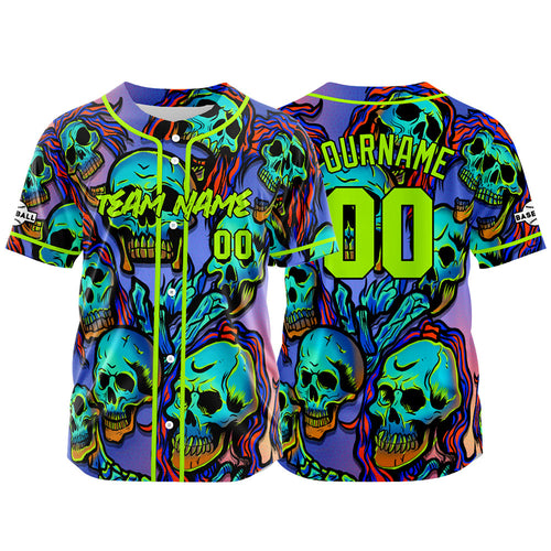 Custom Baseball Jersey Personalized Baseball Shirt for Men Women Kids Youth Teams Stitched and Print Purple&Neon Green enthsush