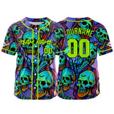 Custom Baseball Jersey Personalized Baseball Shirt for Men Women Kids Youth Teams Stitched and Print Purple&Neon Green