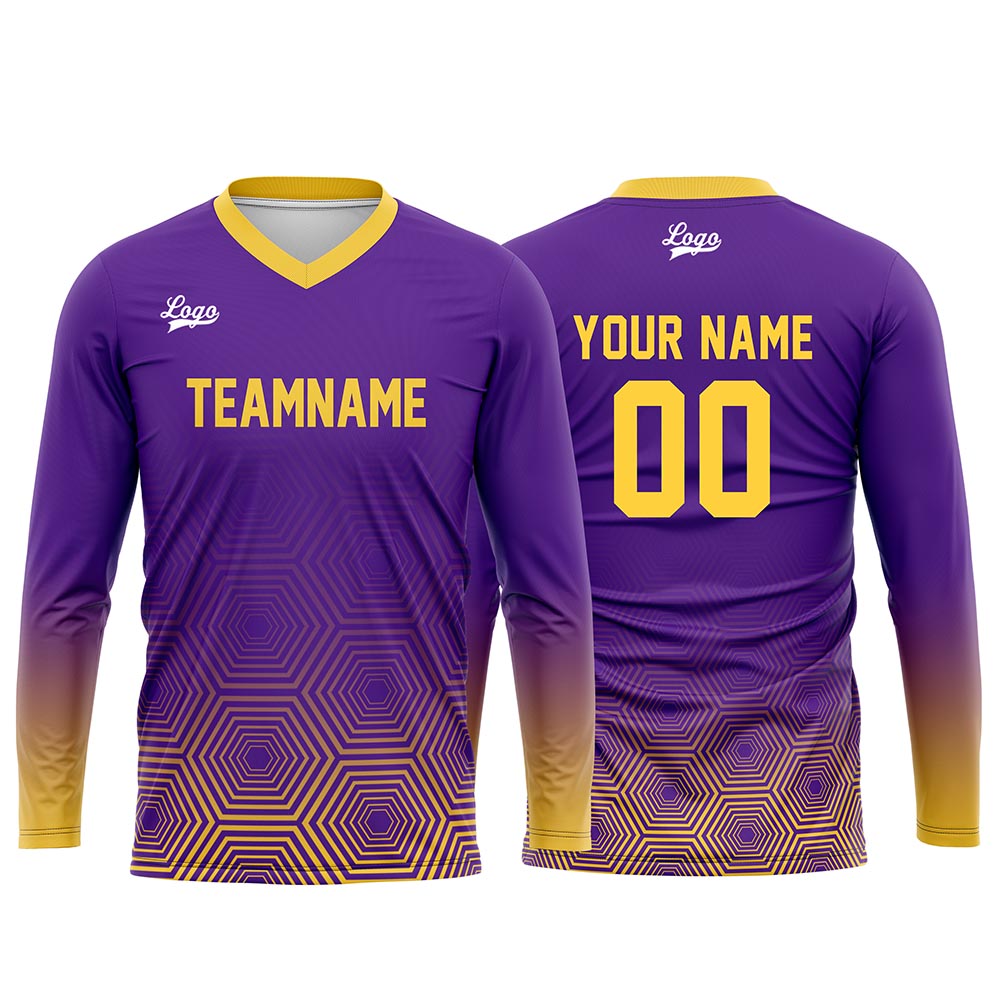 Custom Yellow Purple Basketball Soccer Football Shooting Long T-Shirt for Adults and Kids enthsush