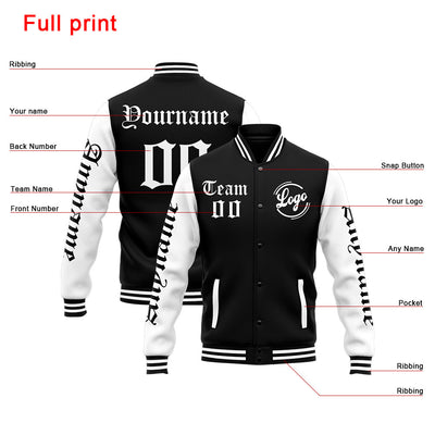 Custom Varsity Jacket Letterman jacket for Men, Women and Youth White Black enthsush