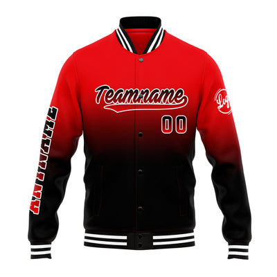 Custom Gradient Varsity Jacket Letterman jacket for Men, Women and Youth Red&Balck enthsush