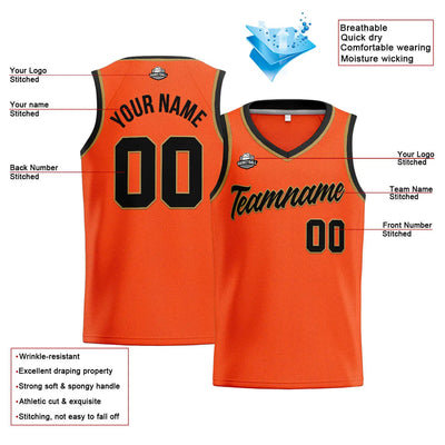Custom Stitched Basketball Jersey for Men, Women  And Kids Orange-Black-Gold enthsush