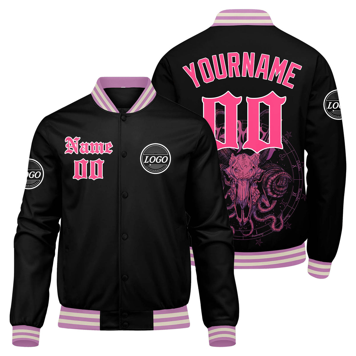 Custom Varsity Jacket Letterman jacket for Men, Women and Youth Pink enthsush