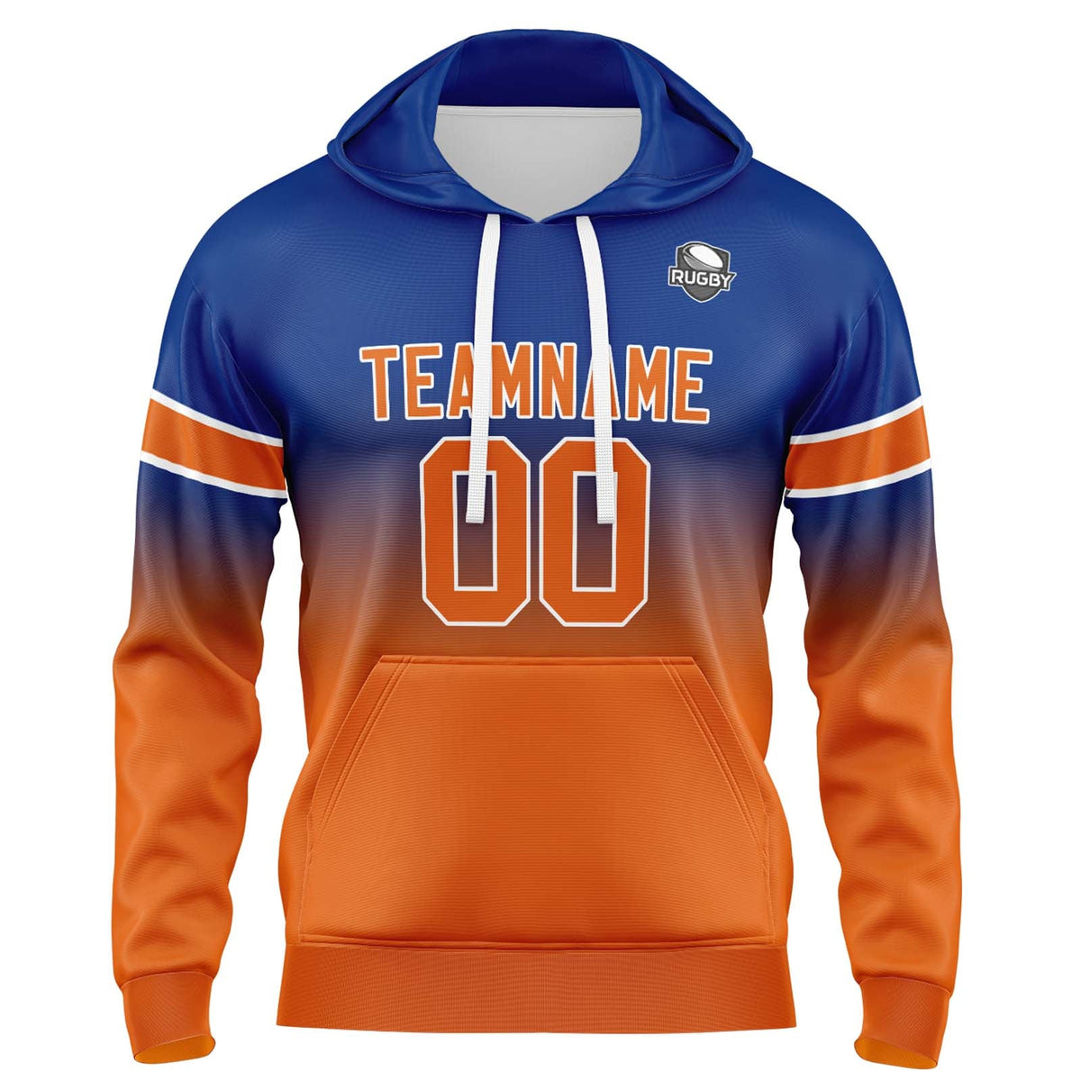 Custom Gradient Hoodie For Man Woman Girl Boy Print Your Logo Name Number Royal&Orange enthsush