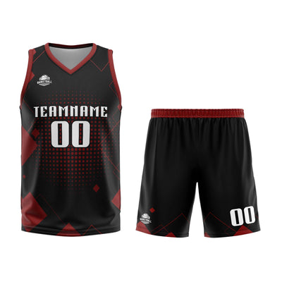 Custom Geometry Red Basketball Jersey Uniform Suit Printed Your Logo Name Number enthsush