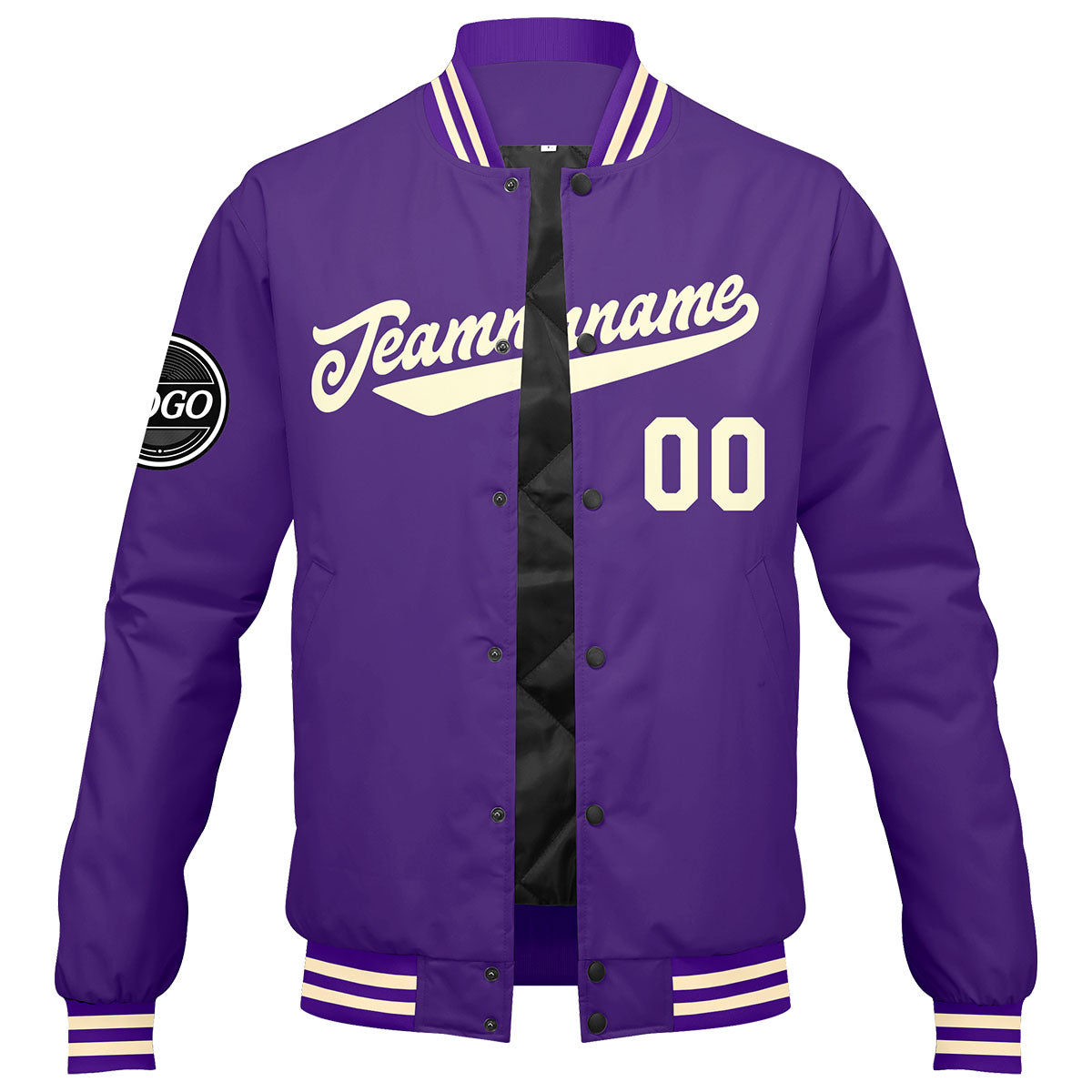 Custom Varsity Jacket Letterman jacket for Men, Women and Youth Purple Cream enthsush