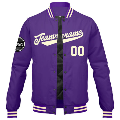 Custom Varsity Jacket Letterman jacket for Men, Women and Youth Purple Cream enthsush